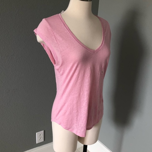 NWT Express Pink V-Neck Linen Tank T-Shirt - Picture 3 of 16